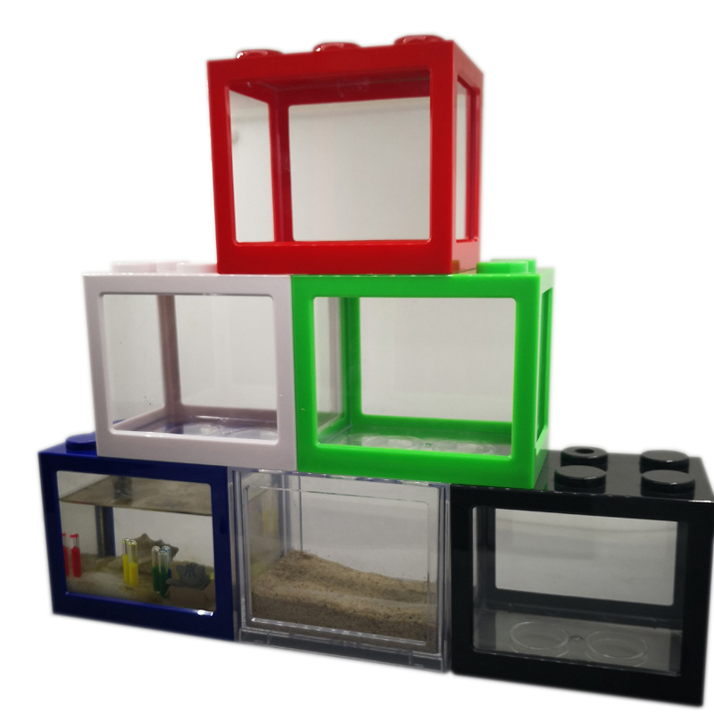 Aquarium Fish Betta - ตู้ปลาขนาดเล็ก 7 สี สำหรับปลาเบต้า ตู้ปลาขนาดเล็กแบบสร้างสรรค์ที่สามารถประกอบได้ ตู้ปลาขนาดเล็กแบบอีโคโลจิคอล