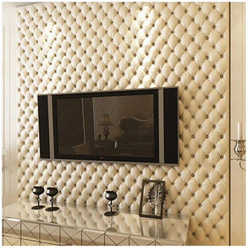 Background Film 3D - หรูหรายุโรปสไตล์ 3D หนังเทียมนุ่มวอลล์เปเปอร์พื้นหลังทีวีห้องนอนห้องนั่งเล่น Porch ฟิล์มและโทรทัศน์ Wall