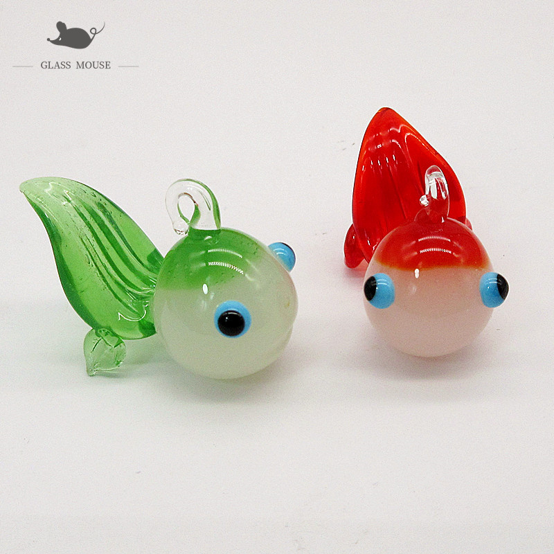 Aquarium Fish Goldfish - ที่กำหนดเองสีหยก Handmade Murano แก้วปลาทองเครื่องประดับจี้ Home Aquarium