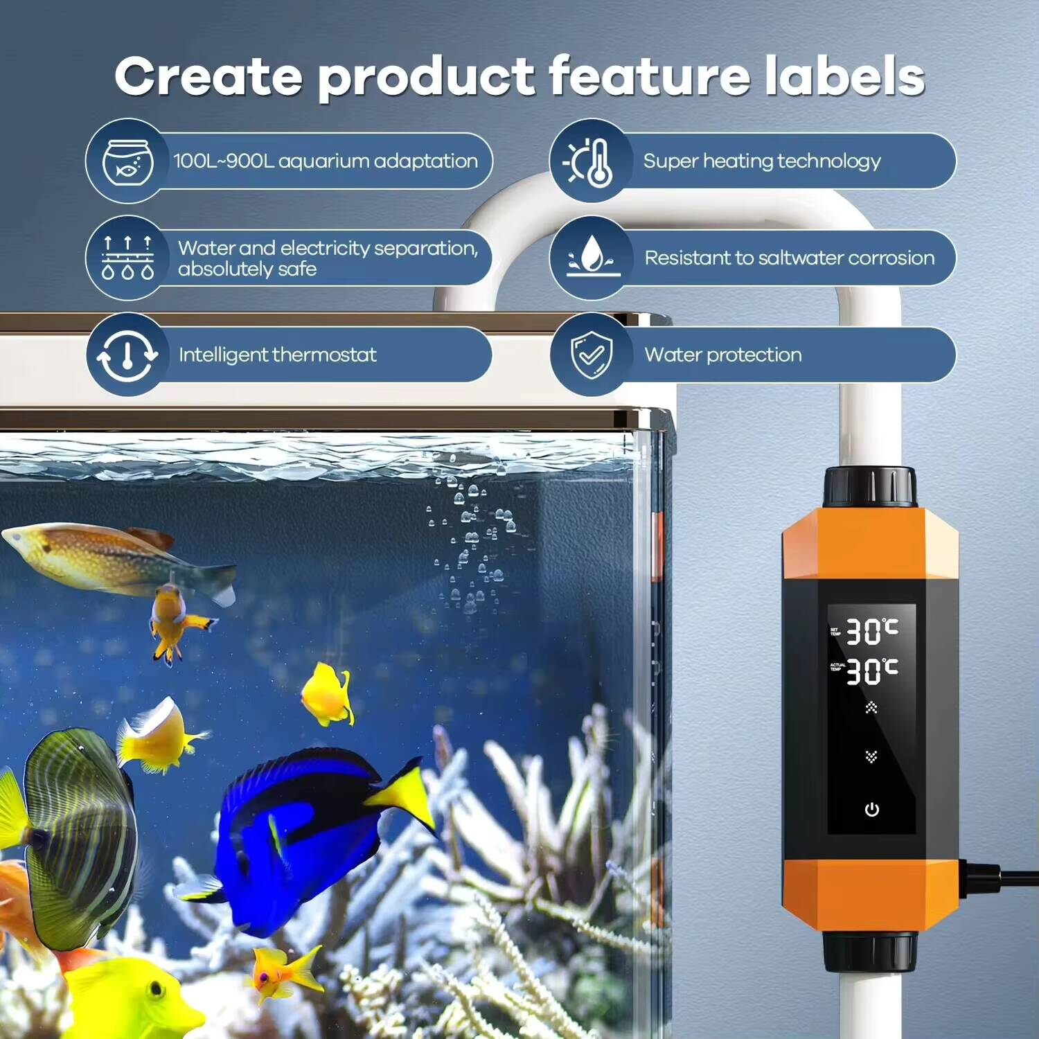 220V high-power ถังปลาป้องกันก - Aquarium Heater Submersible บทวิจารณ์และราคา