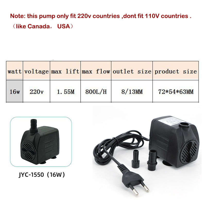 AC 220V 16W 25W ปั๊มน้ำแบบจุ่ม - Aquarium Fish Care บทวิจารณ์และราคา